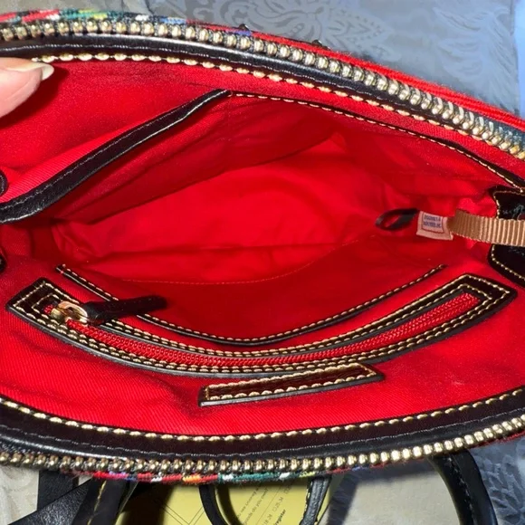 Dooney & Bourke Red and Blue Plaid Backpack - Picture 5 of 7